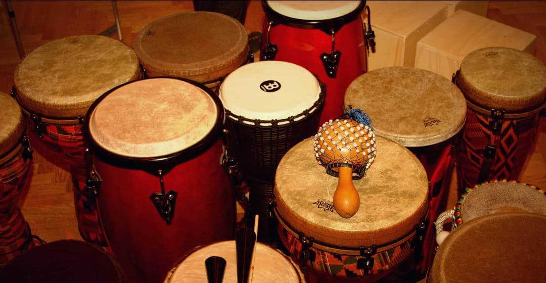 Various wooden African drums