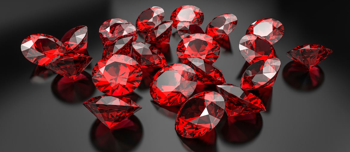 Image of polished and diamond shaped rubies.