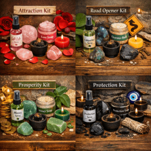 4 Types of Intention Kits: Attraction, Prosperity, Protection, Road Opener.