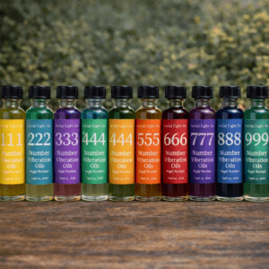 Number Vibration Oil on a wooden surface.