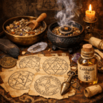 an image using these elements. Ceremonial Herbal Blend, Divination Incense, Kabballah Oil, Parchment Seals of Solomon
