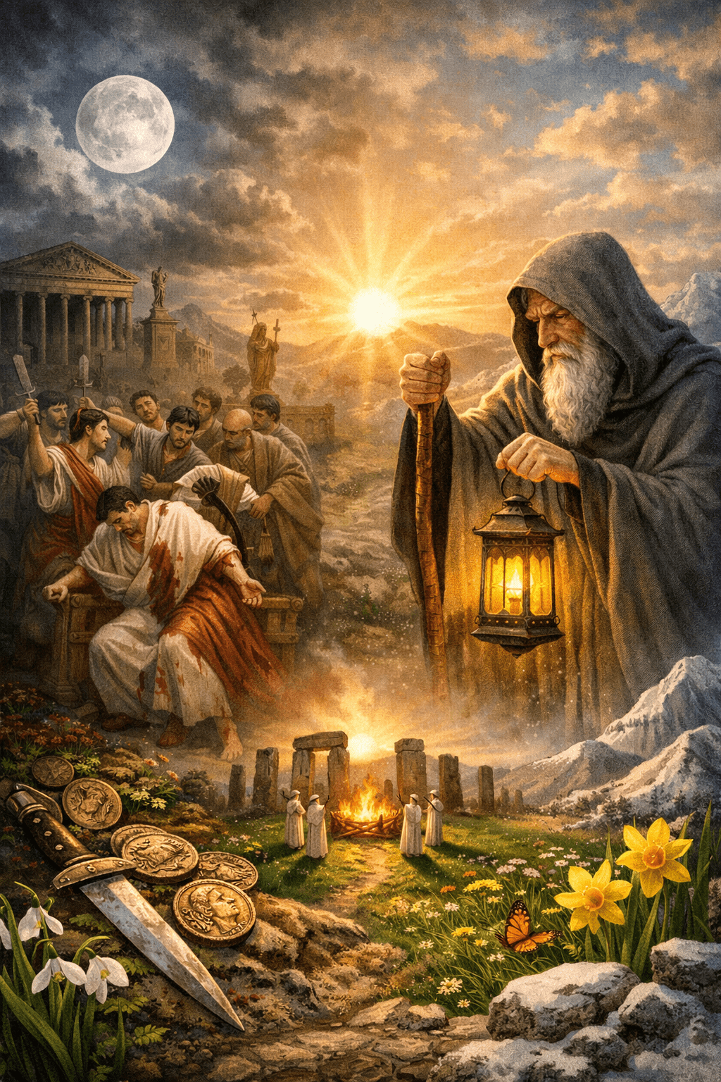 The Ides of March, The Hermit, and Spring Equinox in one picture.