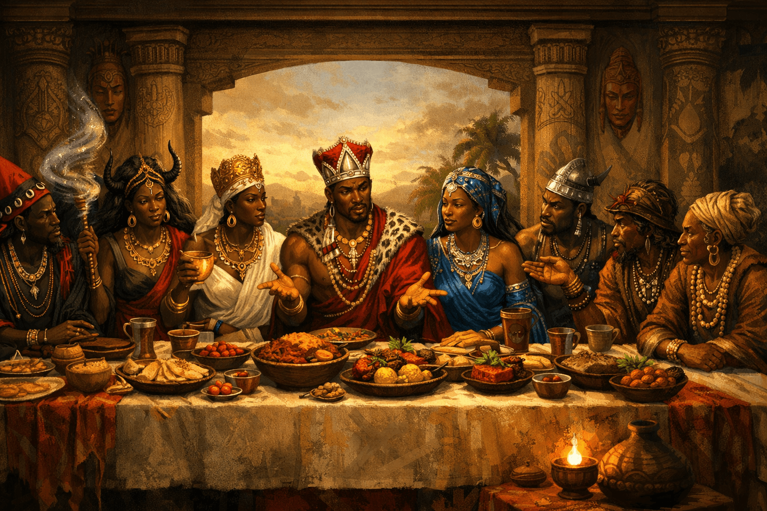 AI picture of an African Orisha last supper.